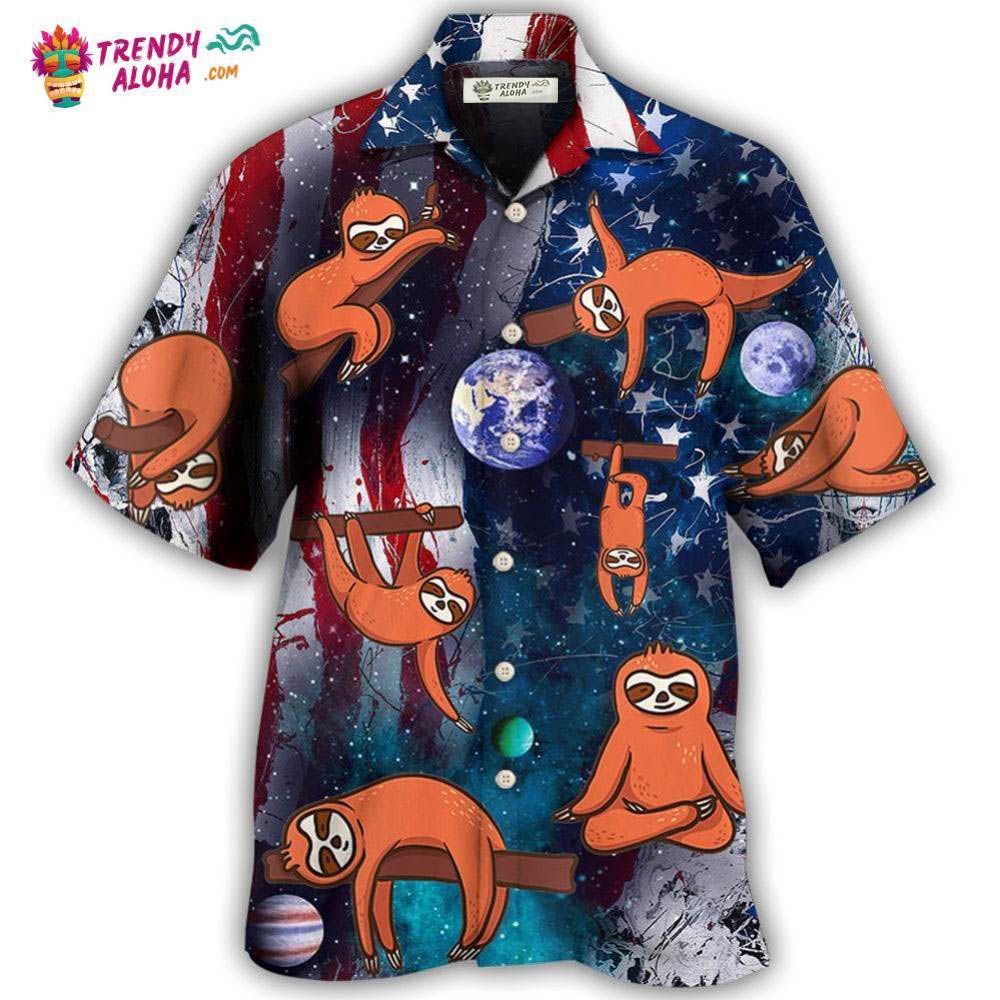 Yoga Independence Day Sloth Cute Hawaiian Shirt – Trendy Aloha Yoga Independence Day Sloth Cute Hawaiian Shirt – Trendy Aloha