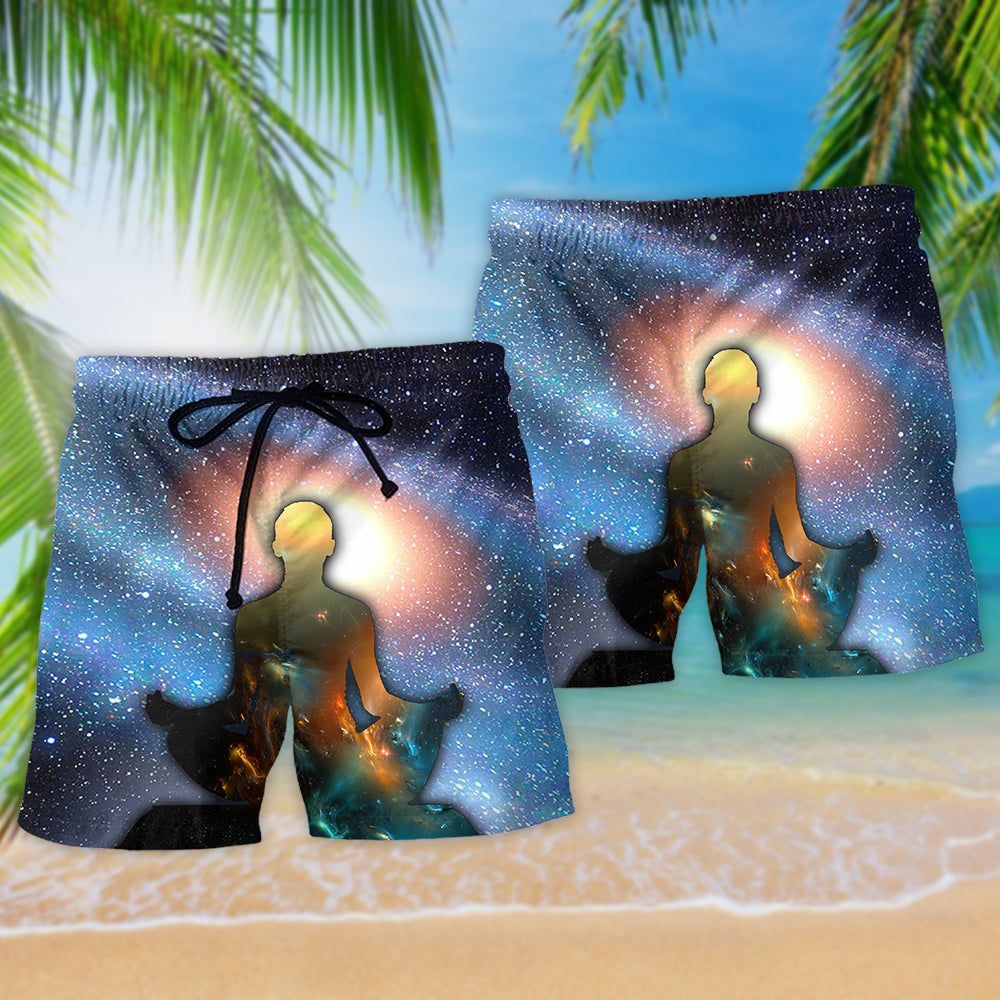 Yoga Meditation Large Galaxy Trendy Aloha Hawaiian Beach Shorts