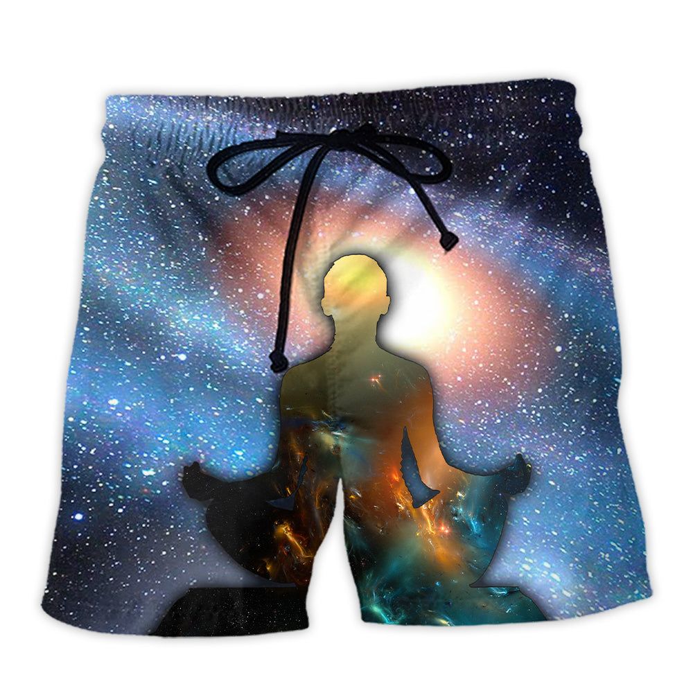 Yoga Meditation Large Galaxy Trendy Aloha Hawaiian Beach Shorts Yoga Meditation Large Galaxy Trendy Aloha Hawaiian Beach Shorts