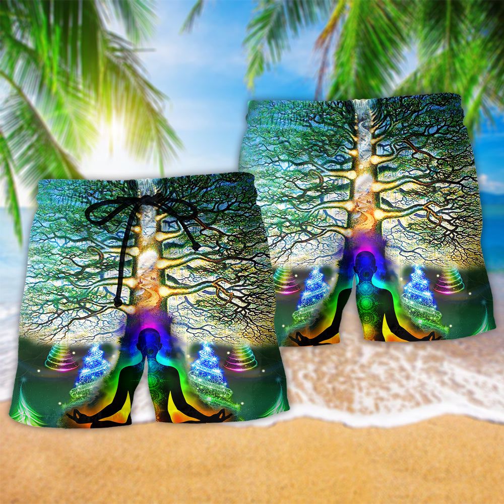 Yoga Tree Of Life Cool Trendy Aloha Hawaiian Beach Shorts