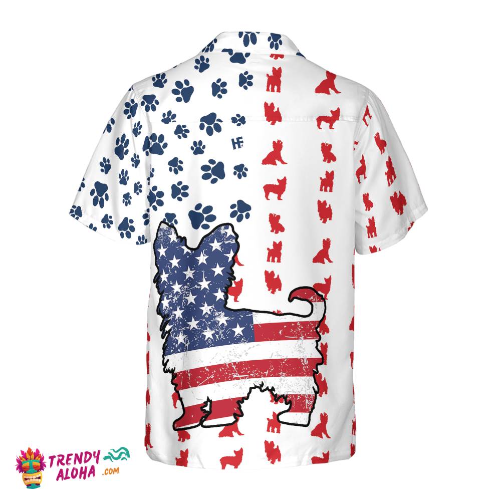 Yorkie American Flag Hawaiian Shirt