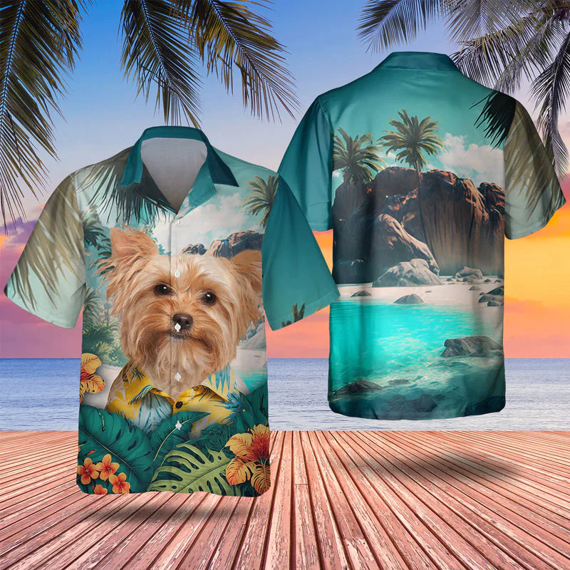 Yorkshire Terrier 3D Tropical Trendy Hawaiian Shirt, Dog Trendy Hawaiian Shirt, Summer Gift For Men And Women Yorkshire Terrier 3D Tropical Trendy Hawaiian Shirt, Dog Trendy Hawaiian Shirt, Summer Gift For Men And Women