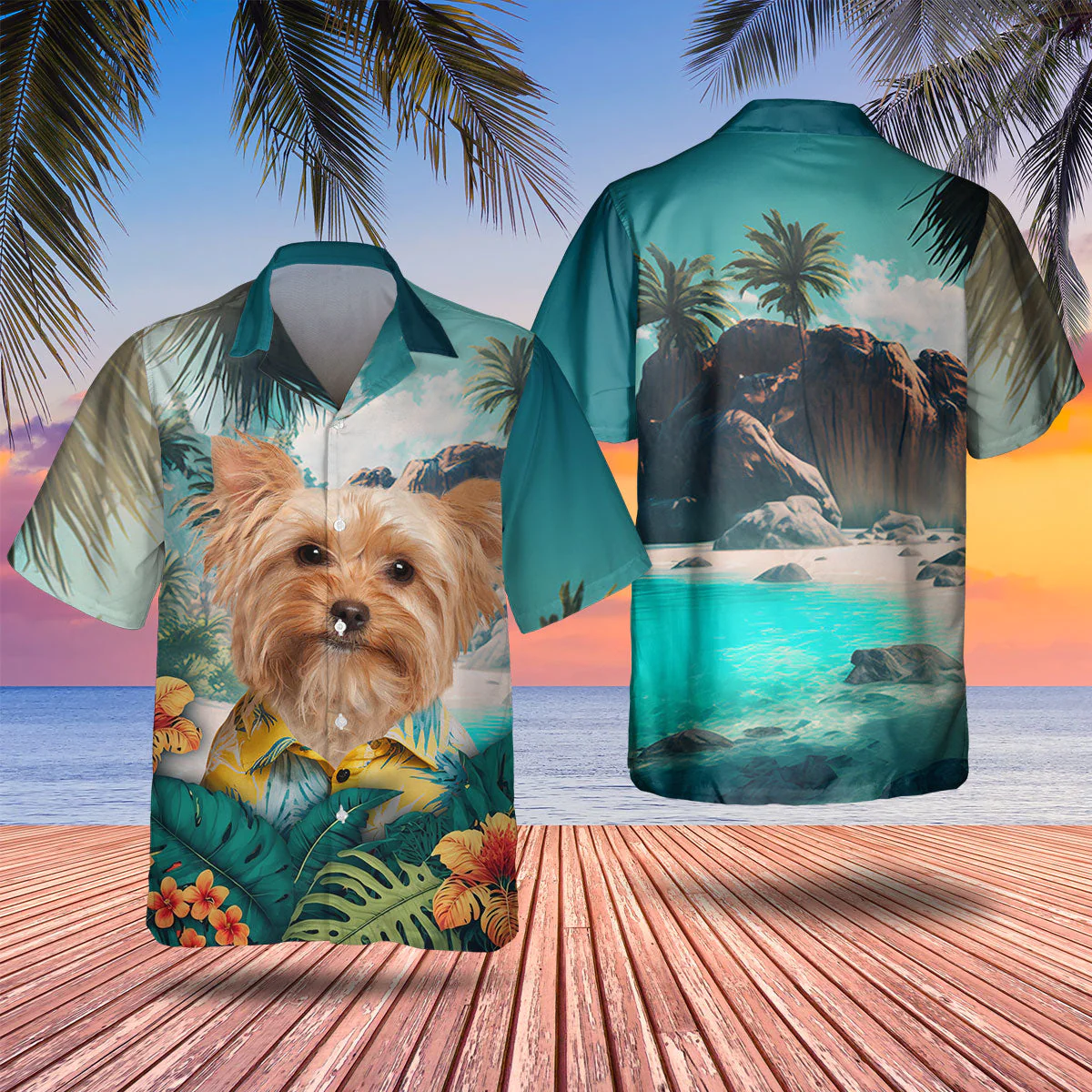 Yorkshire Terrier Tiny Majestic Aura In 3D Hawaiian Tropical Shirt