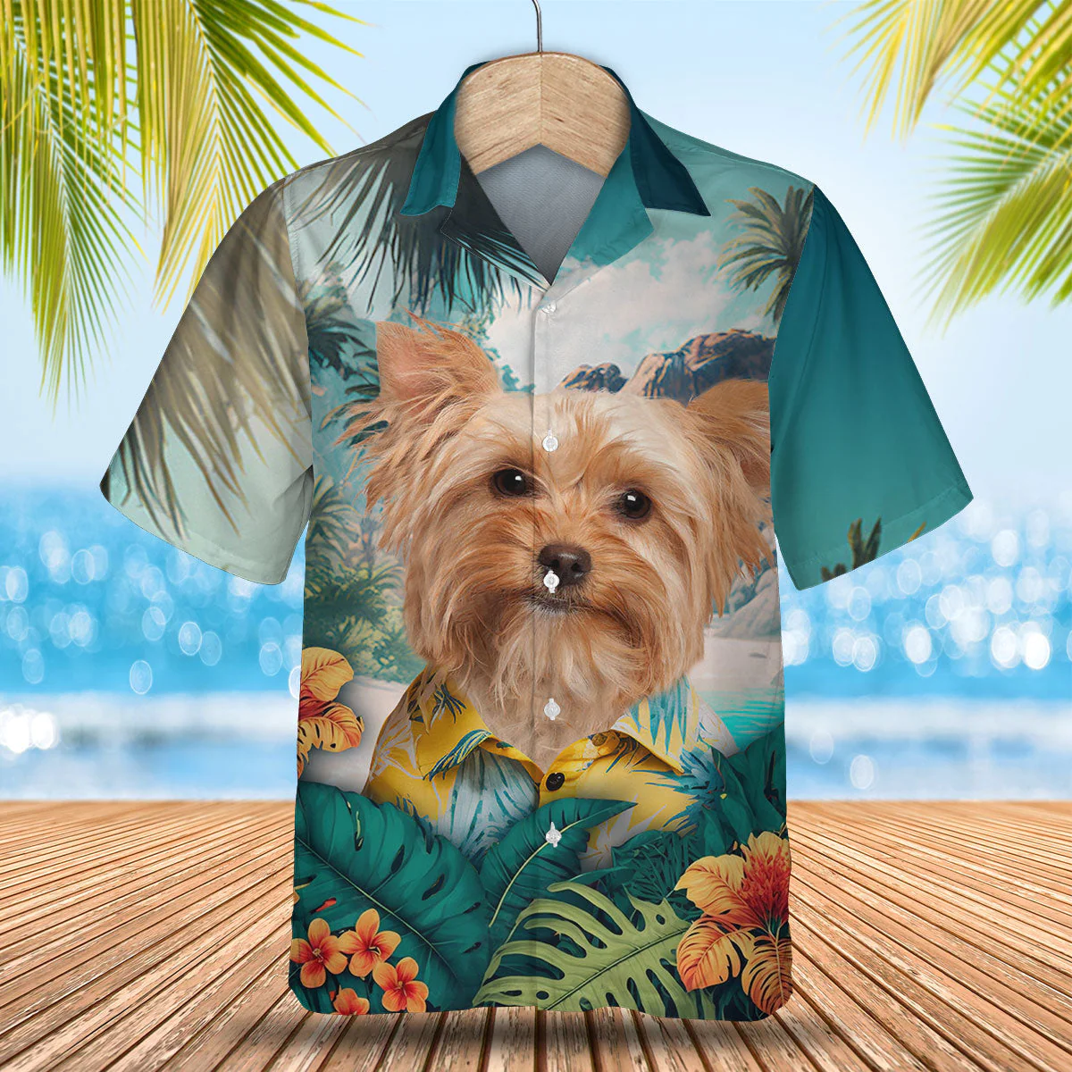 Yorkshire Terrier Tiny Majestic Aura In 3D Hawaiian Tropical Shirt Yorkshire Terrier Tiny Majestic Aura In 3D Hawaiian Tropical Shirt