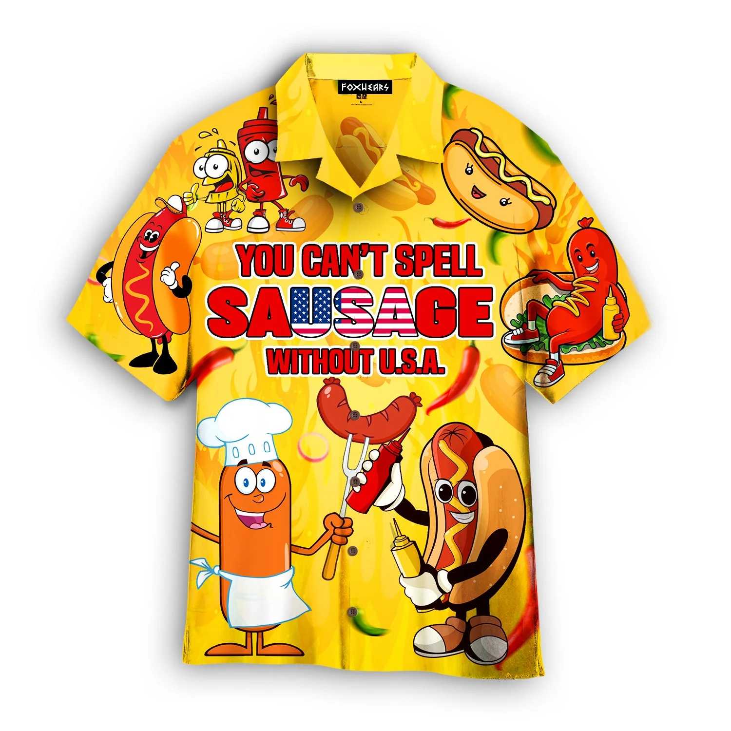 You Cant Spell Sausage Without Usa Happy 4Th Of July Trendy Hawaiian Shirt You Cant Spell Sausage Without Usa Happy 4Th Of July Trendy Hawaiian Shirt