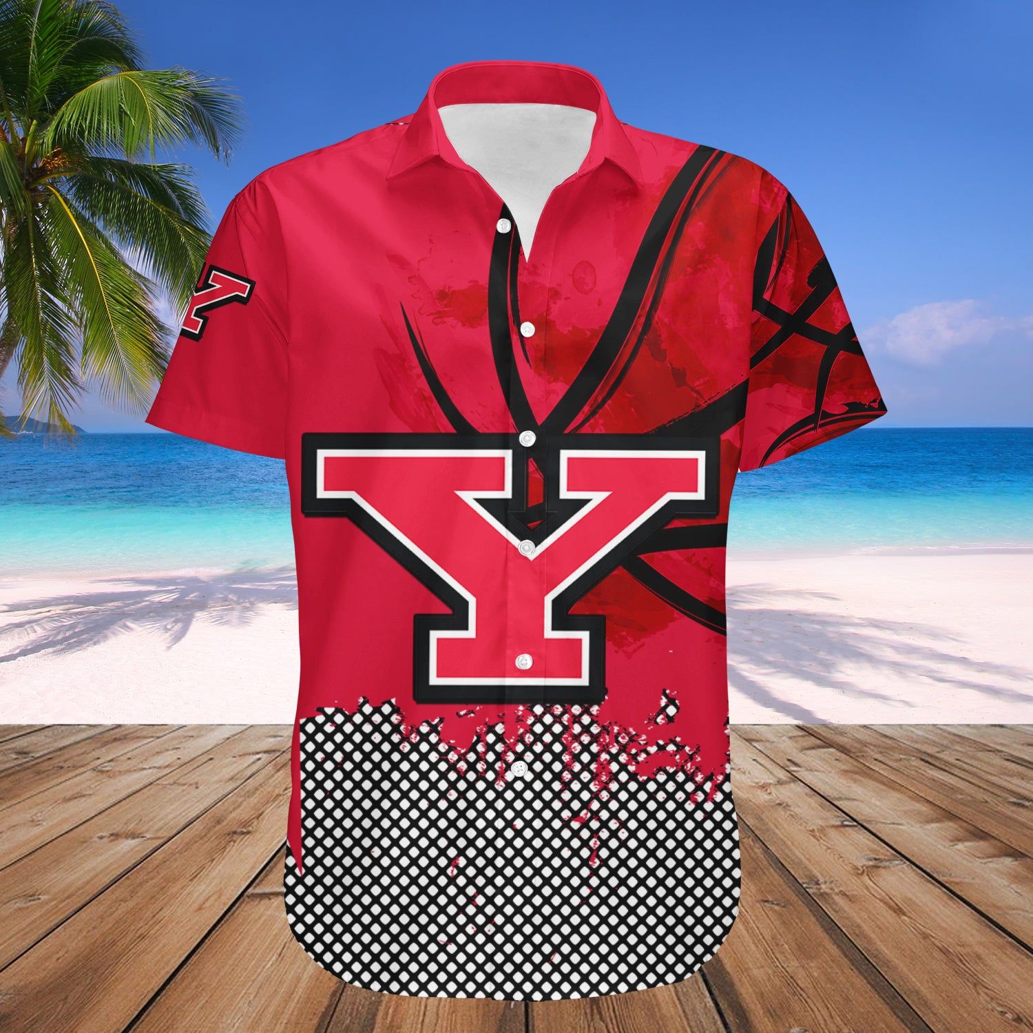 Youngstown State Penguins Hawaii Shirt Set Basketball Net Grunge Pattern – NCAA