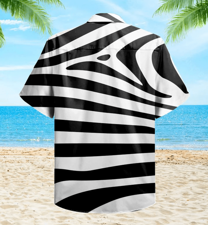 Zebra Black Trendy Hawaiian Shirt 3D