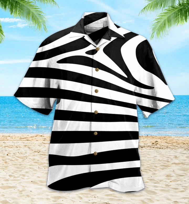 Zebra Black Trendy Hawaiian Shirt 3D