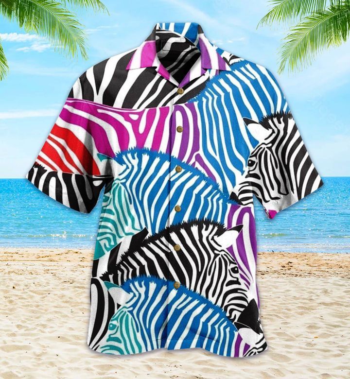 Zebra Colorful Trendy Hawaiian Shirt 3D Zebra Colorful Trendy Hawaiian Shirt 3D