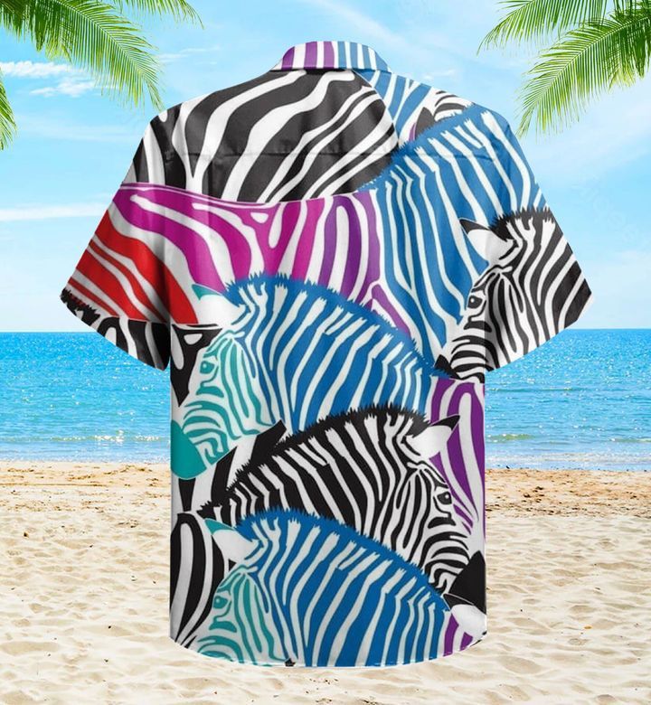 Zebra Colorful Trendy Hawaiian Shirt 3D