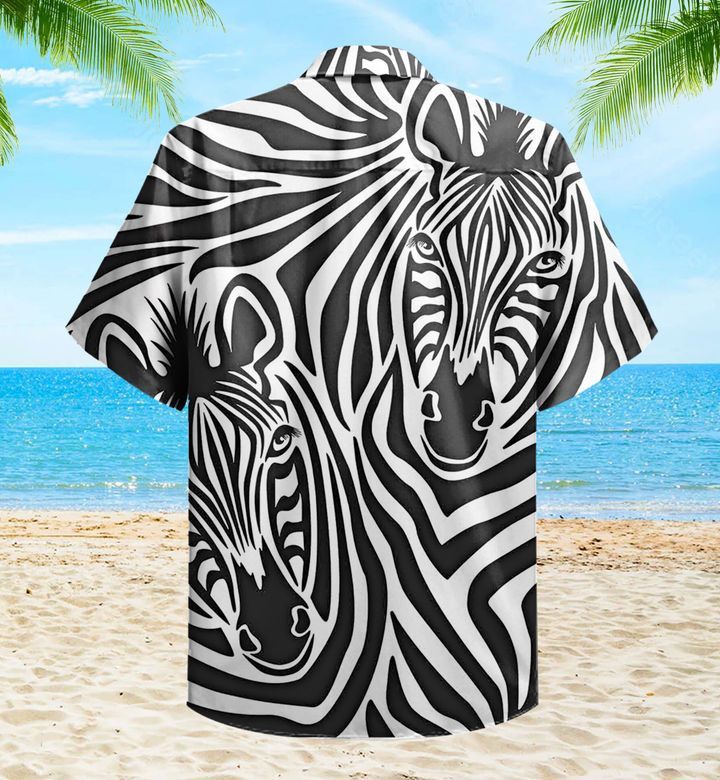 Zebra Couple Black Trendy Hawaiian Shirt 3D