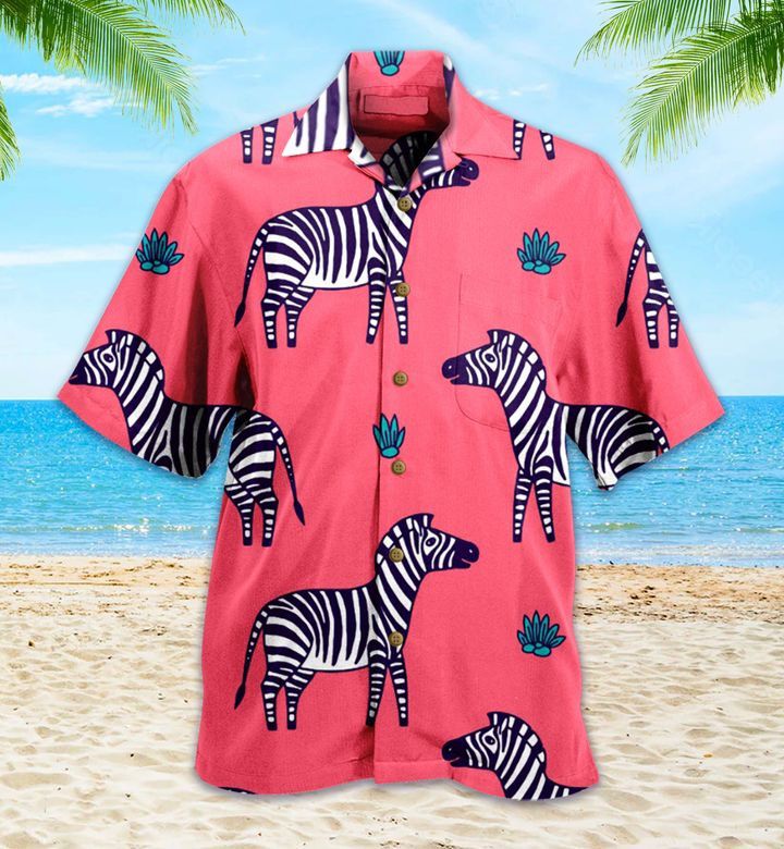 Zebra Cute Red Trendy Hawaiian Shirt 3D
