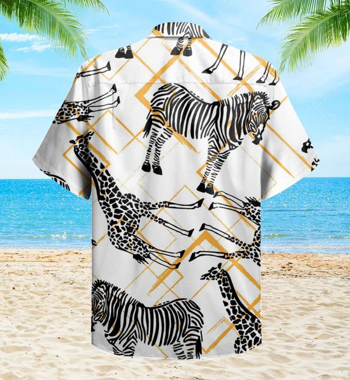 Zebra Giraffe White Funny Trendy Hawaiian Shirt 3D