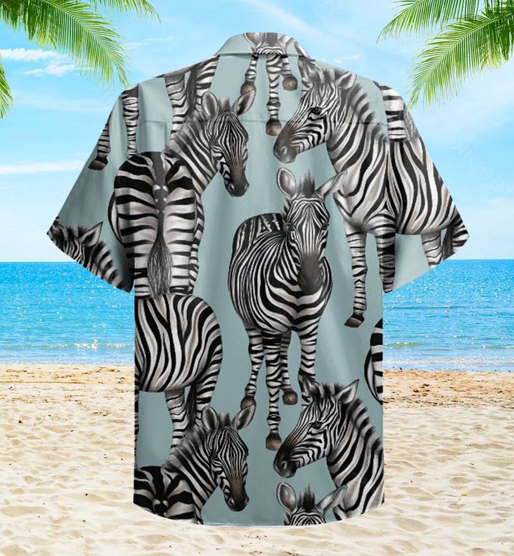 Zebra Green Trendy Hawaiian Shirt 3D