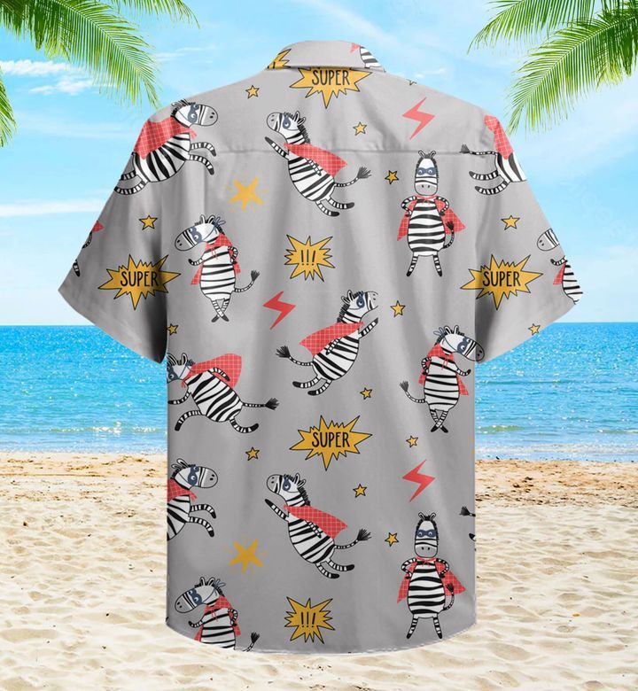 Zebra Hero Stars Grey Trendy Hawaiian Shirt 3D
