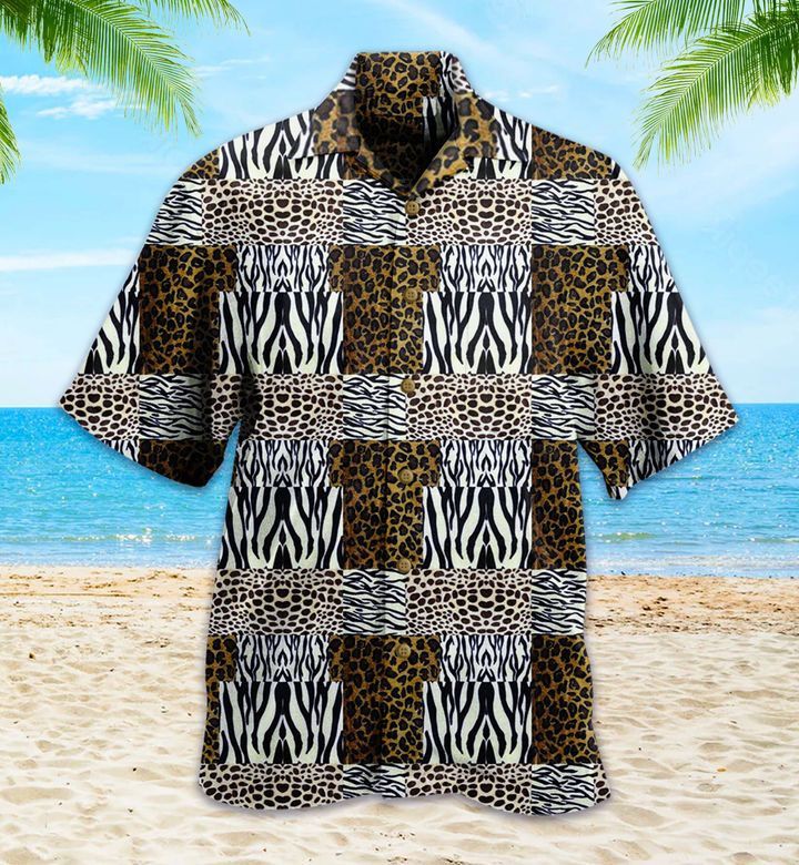 Zebra Leopard Black Trendy Hawaiian Shirt 3D