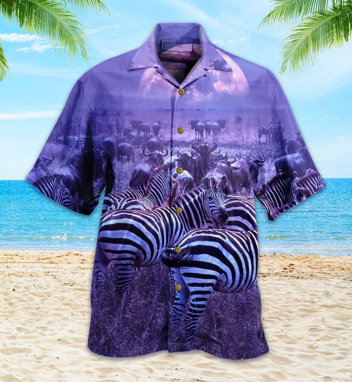 Zebra Violet Trendy Hawaiian Shirt 3D Zebra Violet Trendy Hawaiian Shirt 3D