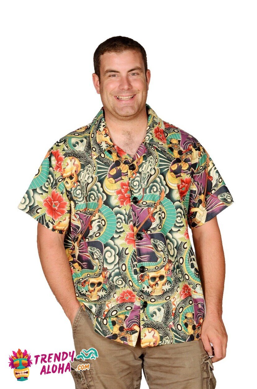 Zen Charmer Retro Pattern Hawaiian Shirt for a Peaceful Getaway