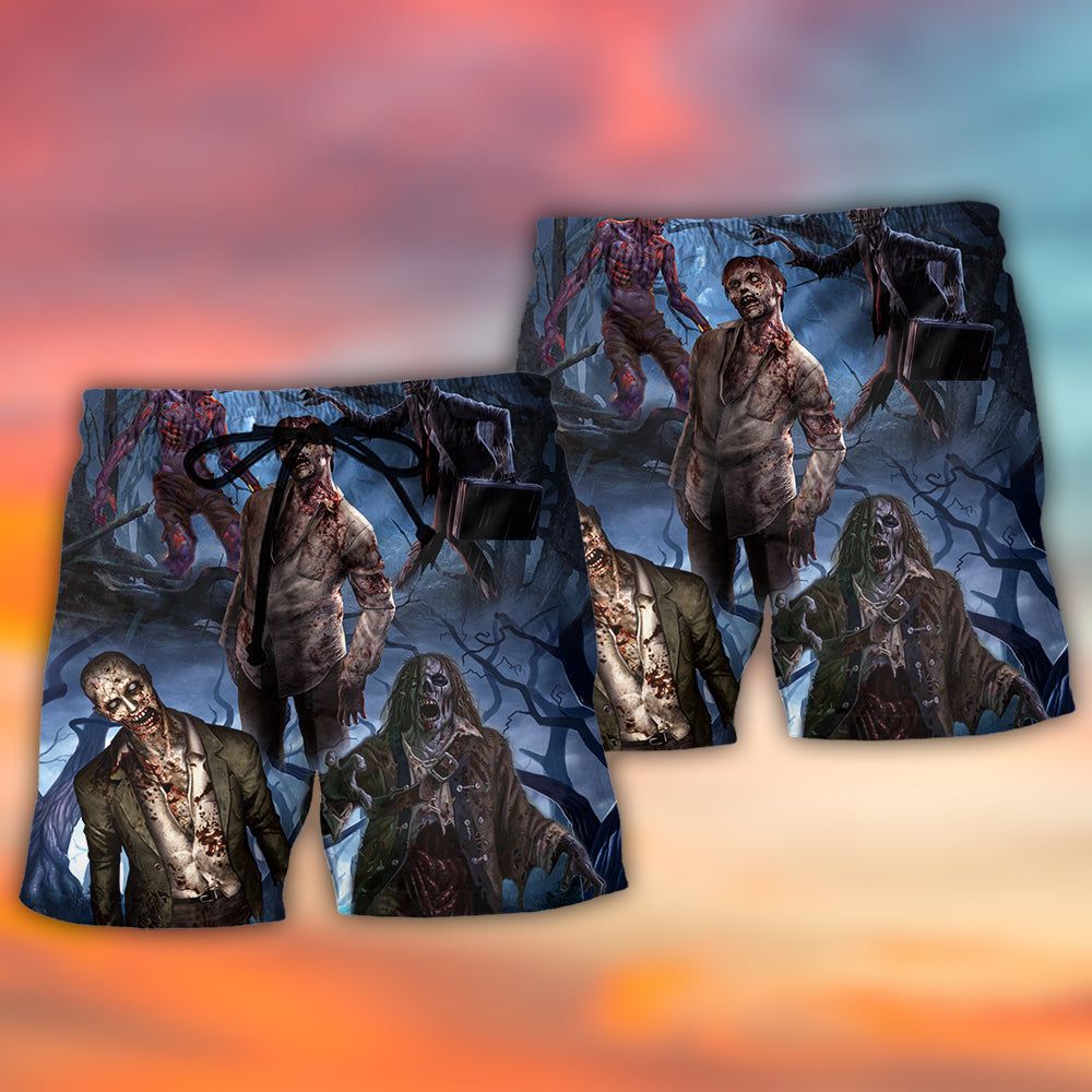Zombie Blood Dark Scary Halloween Trendy Aloha Hawaiian Beach Shorts