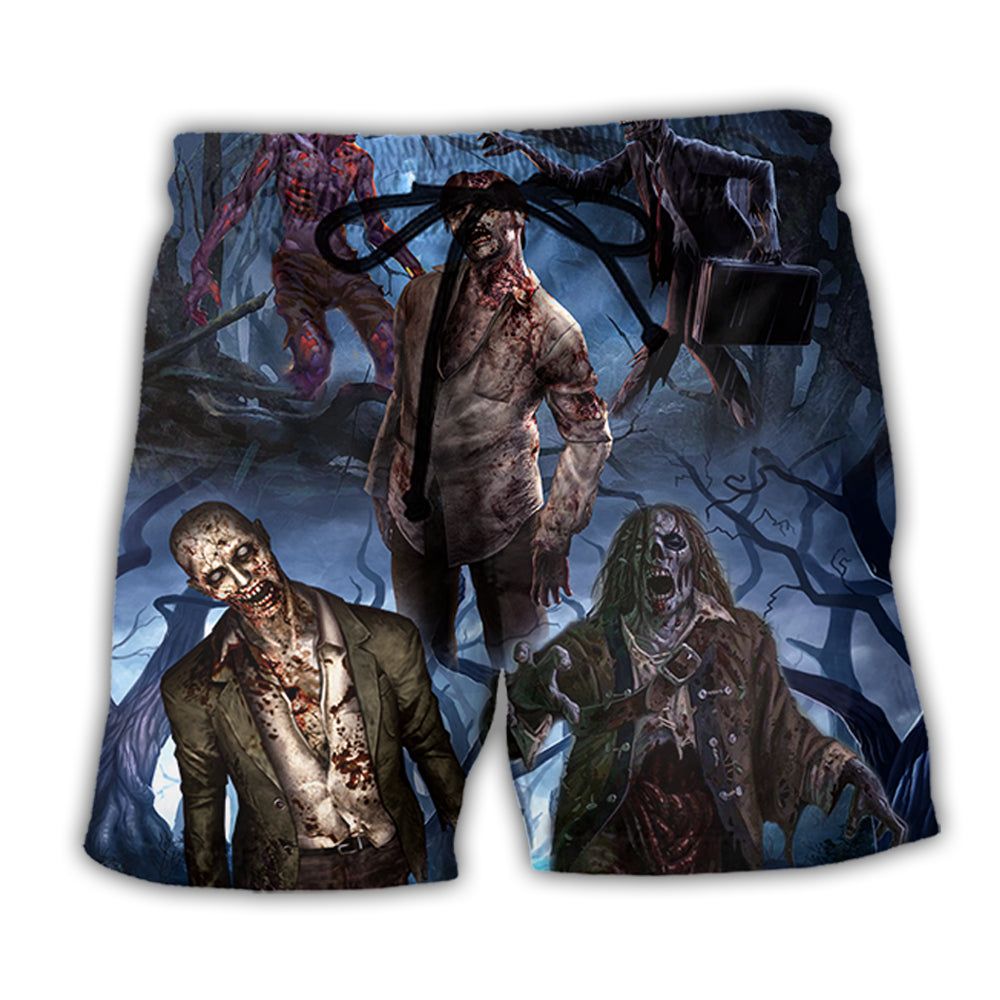 Zombie Blood Dark Scary Halloween Trendy Aloha Hawaiian Beach Shorts