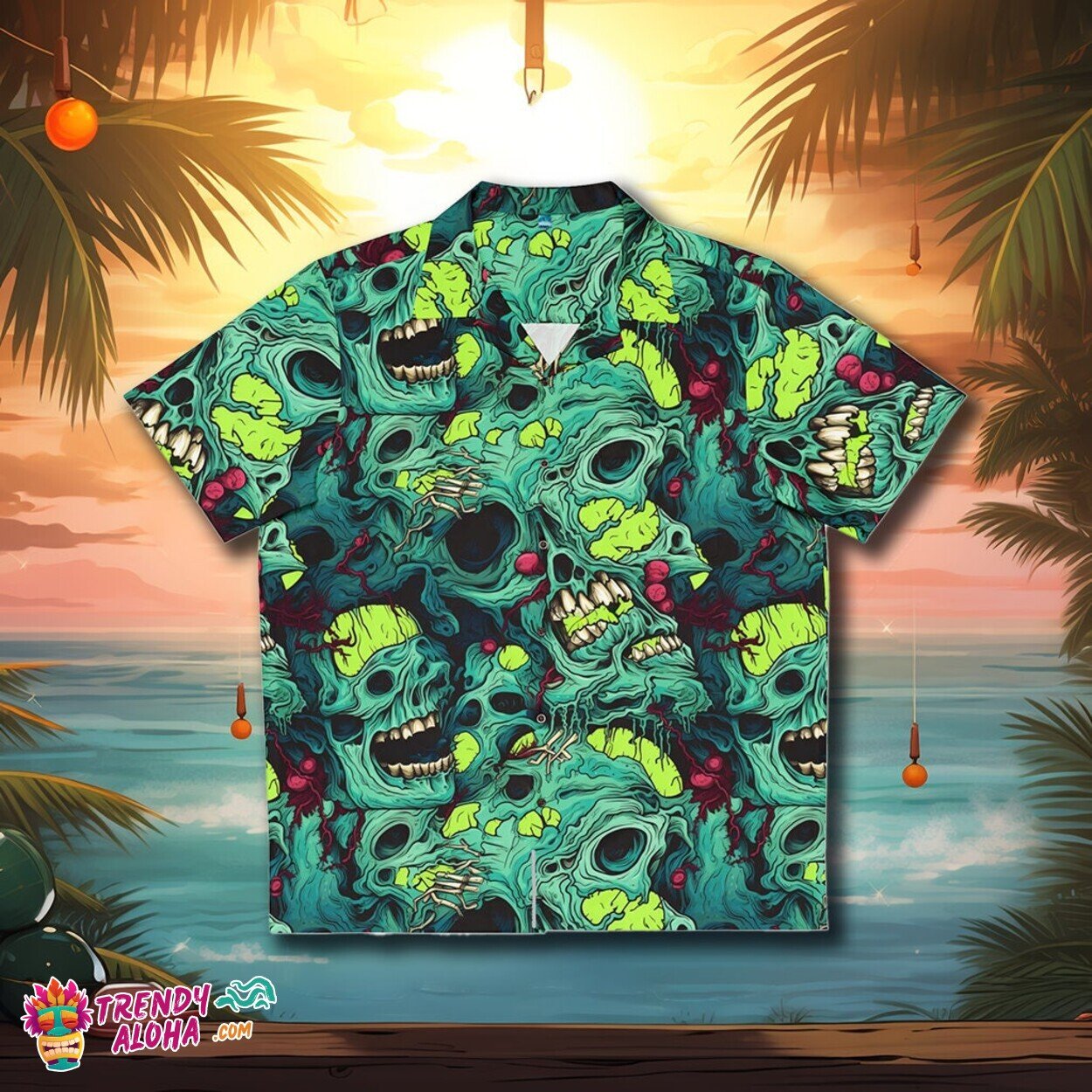 Zombie Brain Horror Tropical Hawaiian Shirt Scary Monster Aloha
